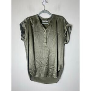 Sleek Olive Satin Blouse